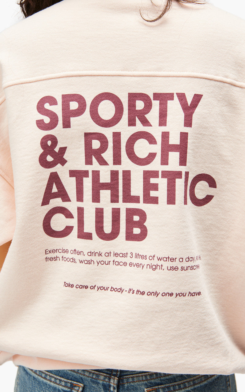 Sporty & Rich Exercise Often Quarter Zip Cream/Merlot