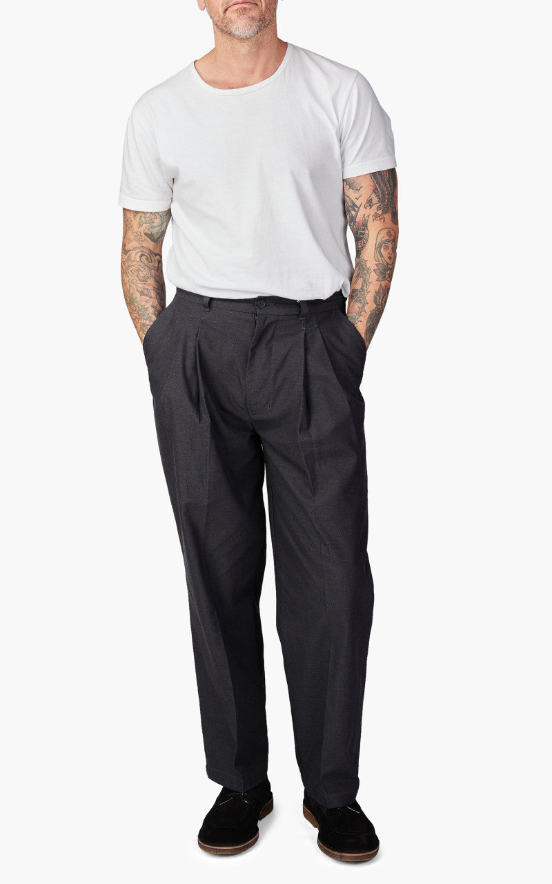 Still By Hand Deep Tuck Pressed Pant Charcoal