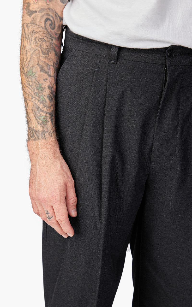 Still By Hand Deep Tuck Pressed Pant Charcoal