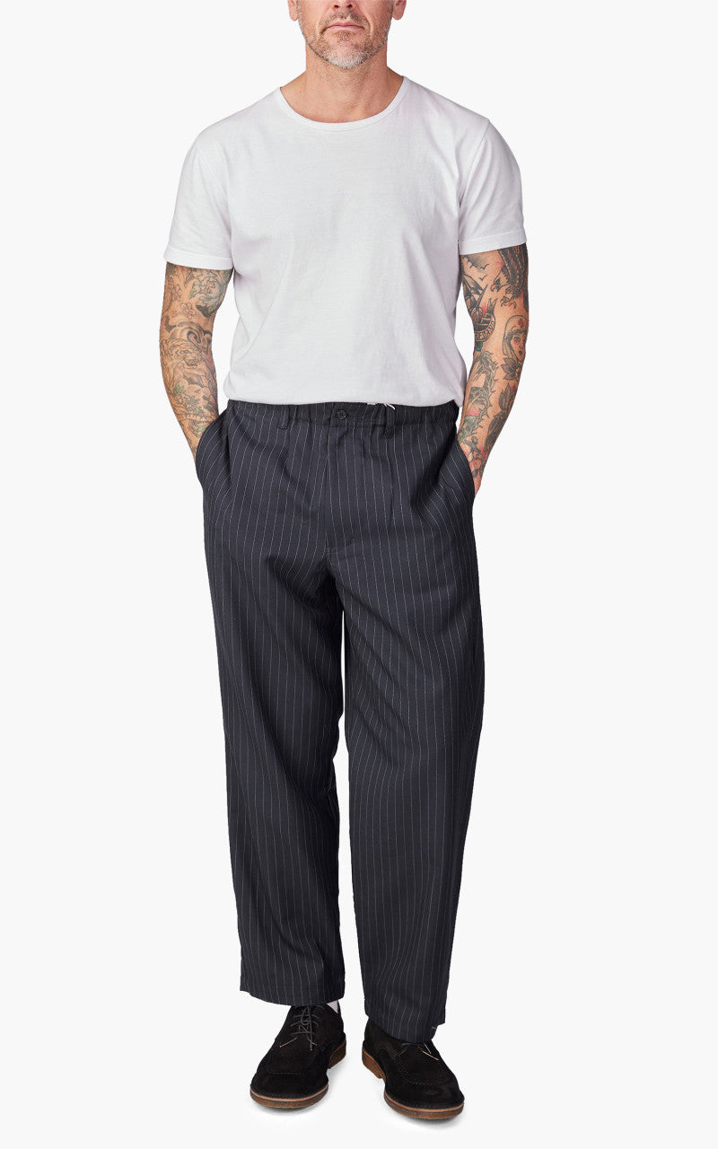 Still By Hand T/W Easy Pant Navy Stripe