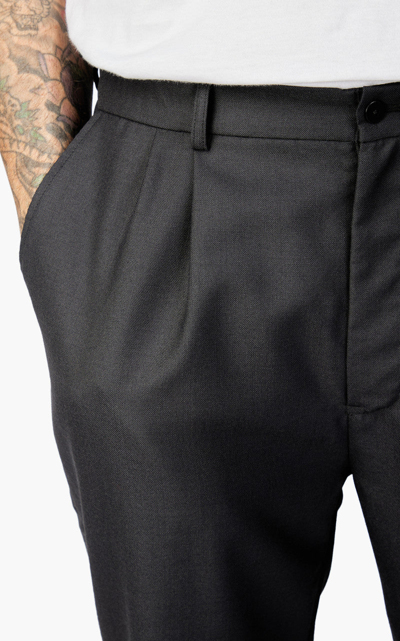 Still By Hand Relaxed Wool Pants Ink Black