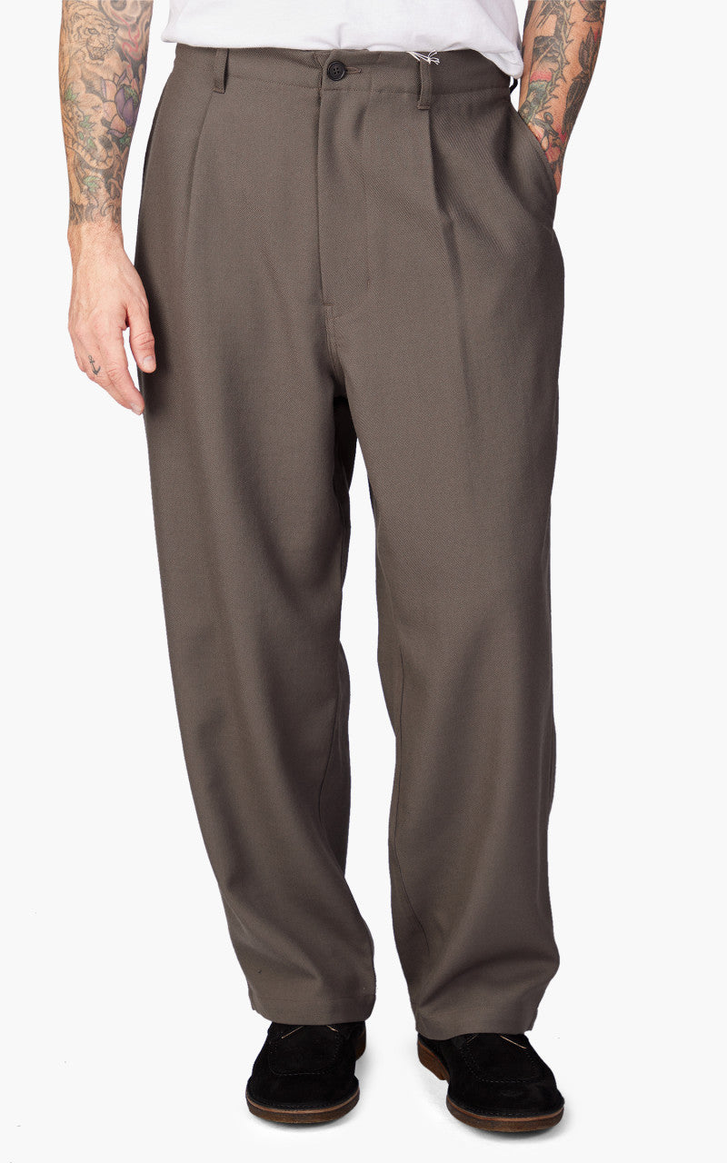 Still By Hand Wide Wool Pants Khaki