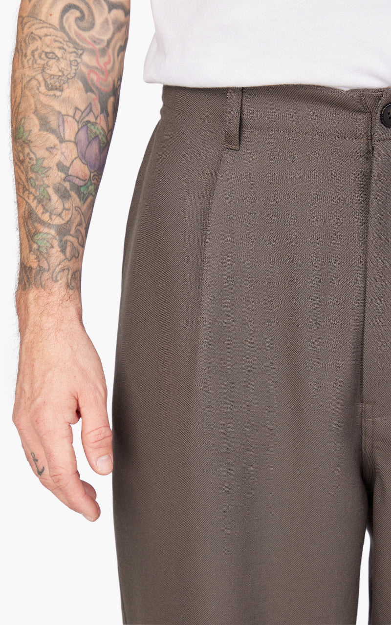 Still By Hand Wide Wool Pants Khaki
