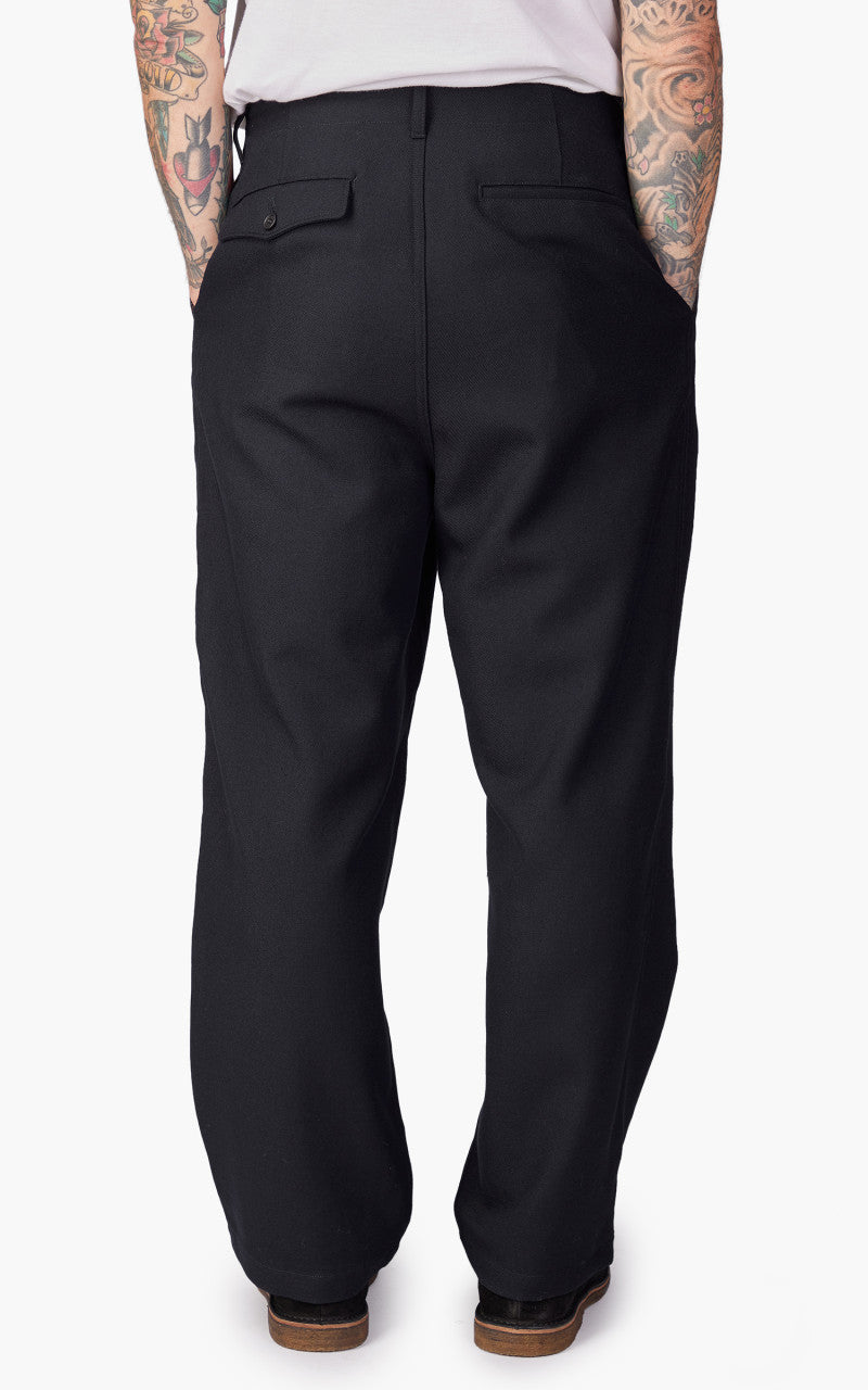 Still By Hand Wide Wool Pants Navy