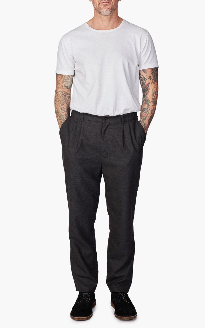 Still By Hand Relaxed Wool Pants Charcoal