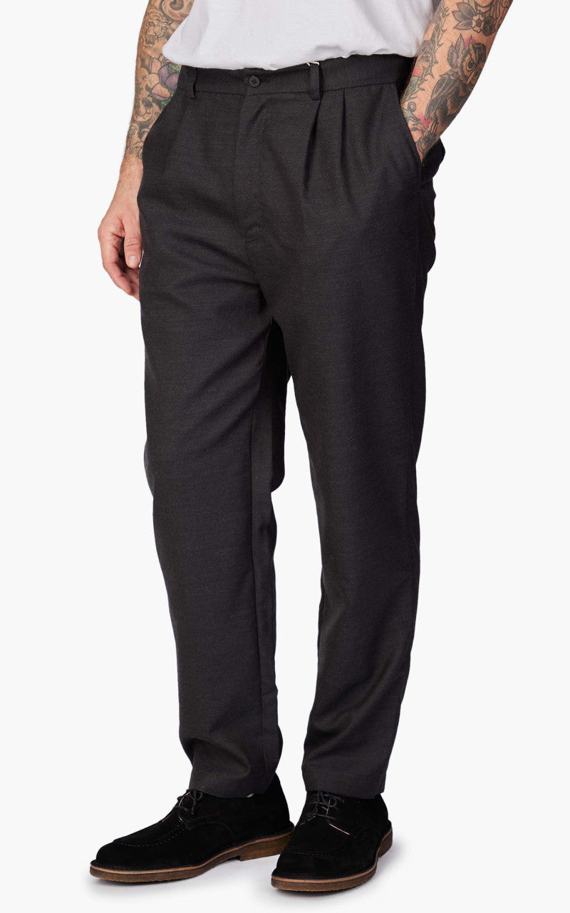 Still By Hand Relaxed Wool Pants Charcoal