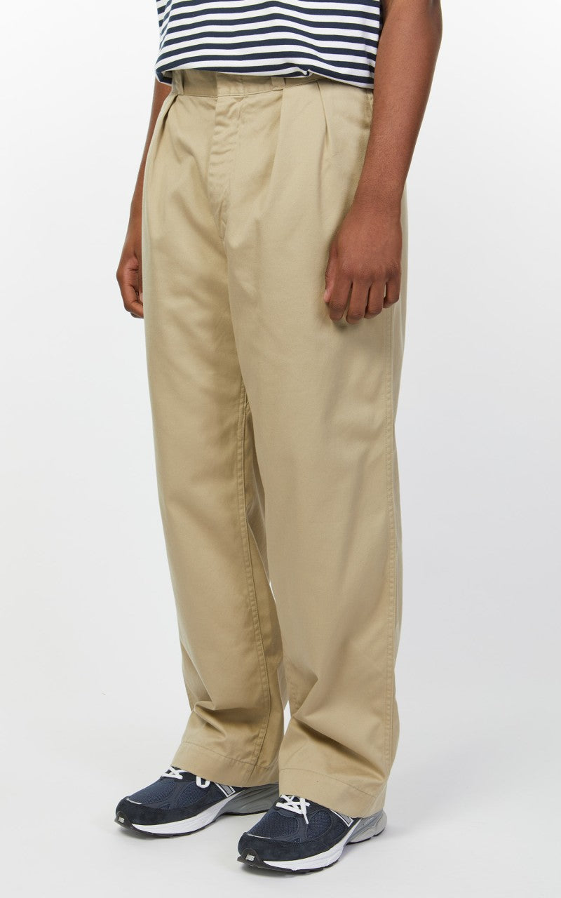 Nanamica Double Pleat Wide Chino Pants Khaki