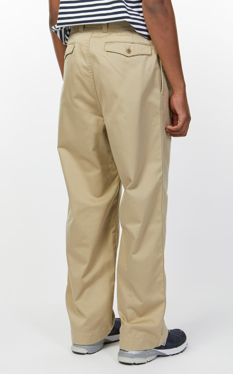 Nanamica Double Pleat Wide Chino Pants Khaki