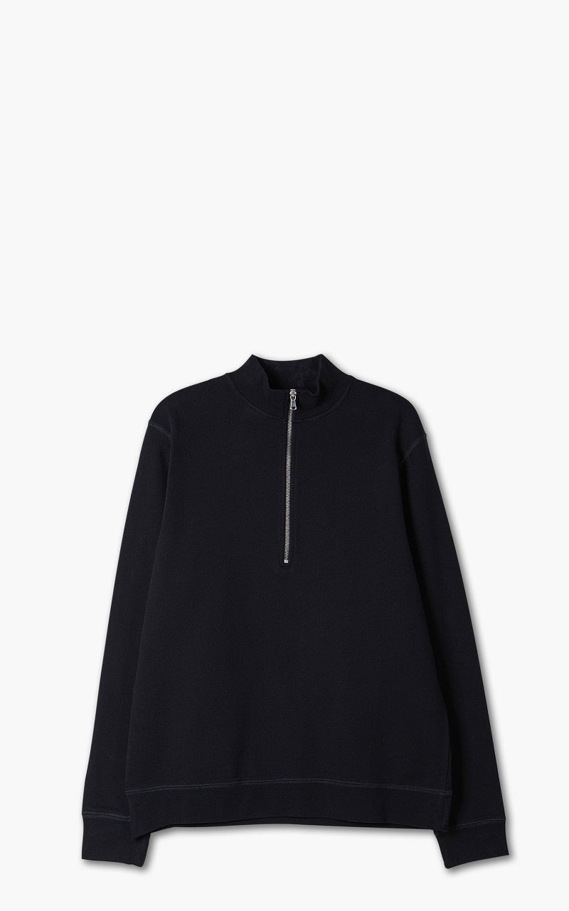 Sunspel Half Zip Sweater Black