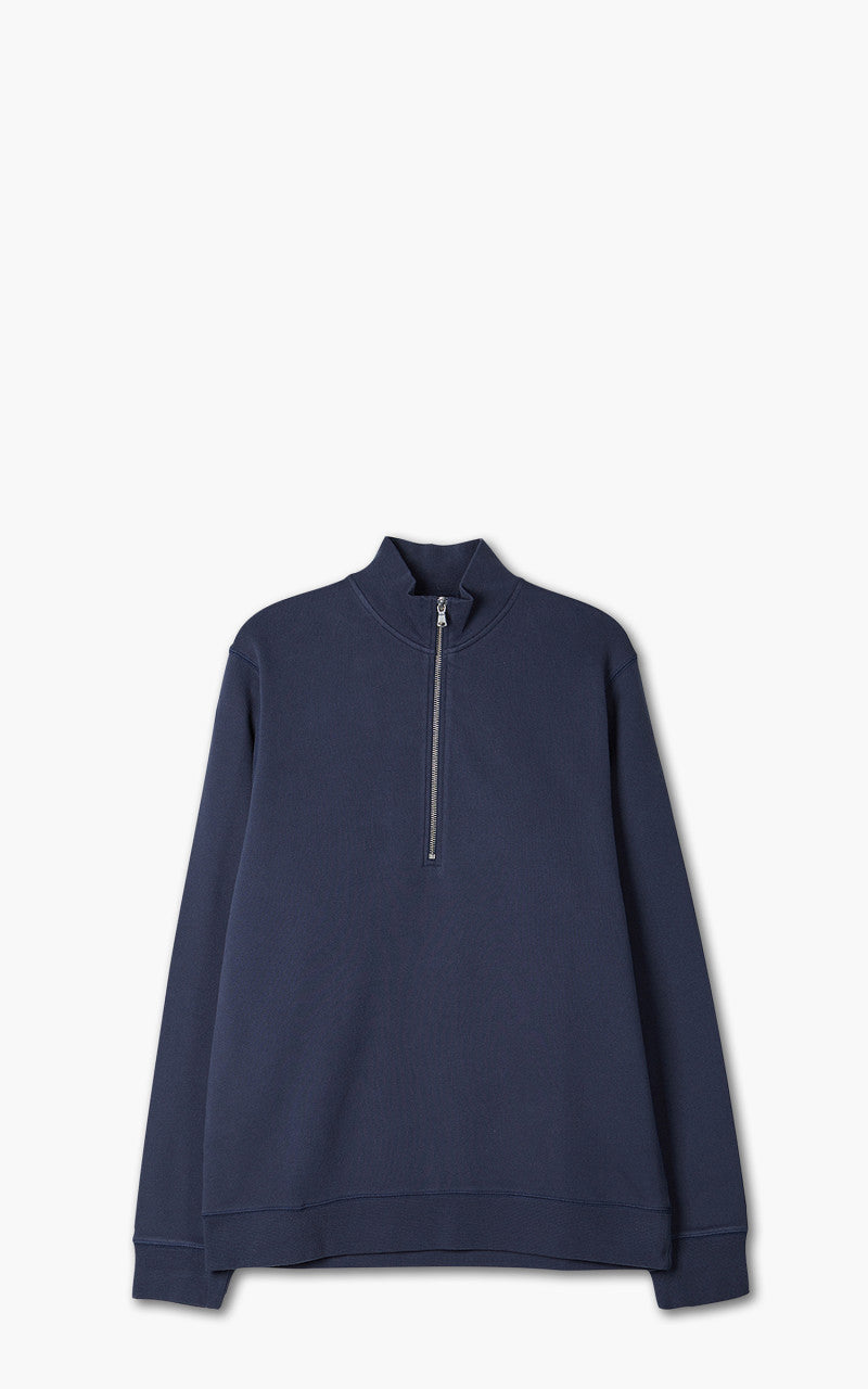 Sunspel Half Zip Sweater Navy
