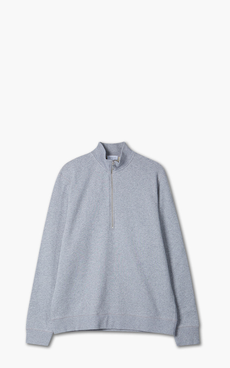 Sunspel Half Zip Sweater Grey Melange