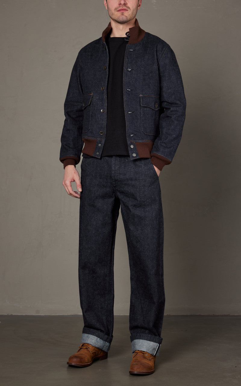 Samurai Jeans S100DAJ23 Denim A-1 Flight Jacket Indigo 17oz