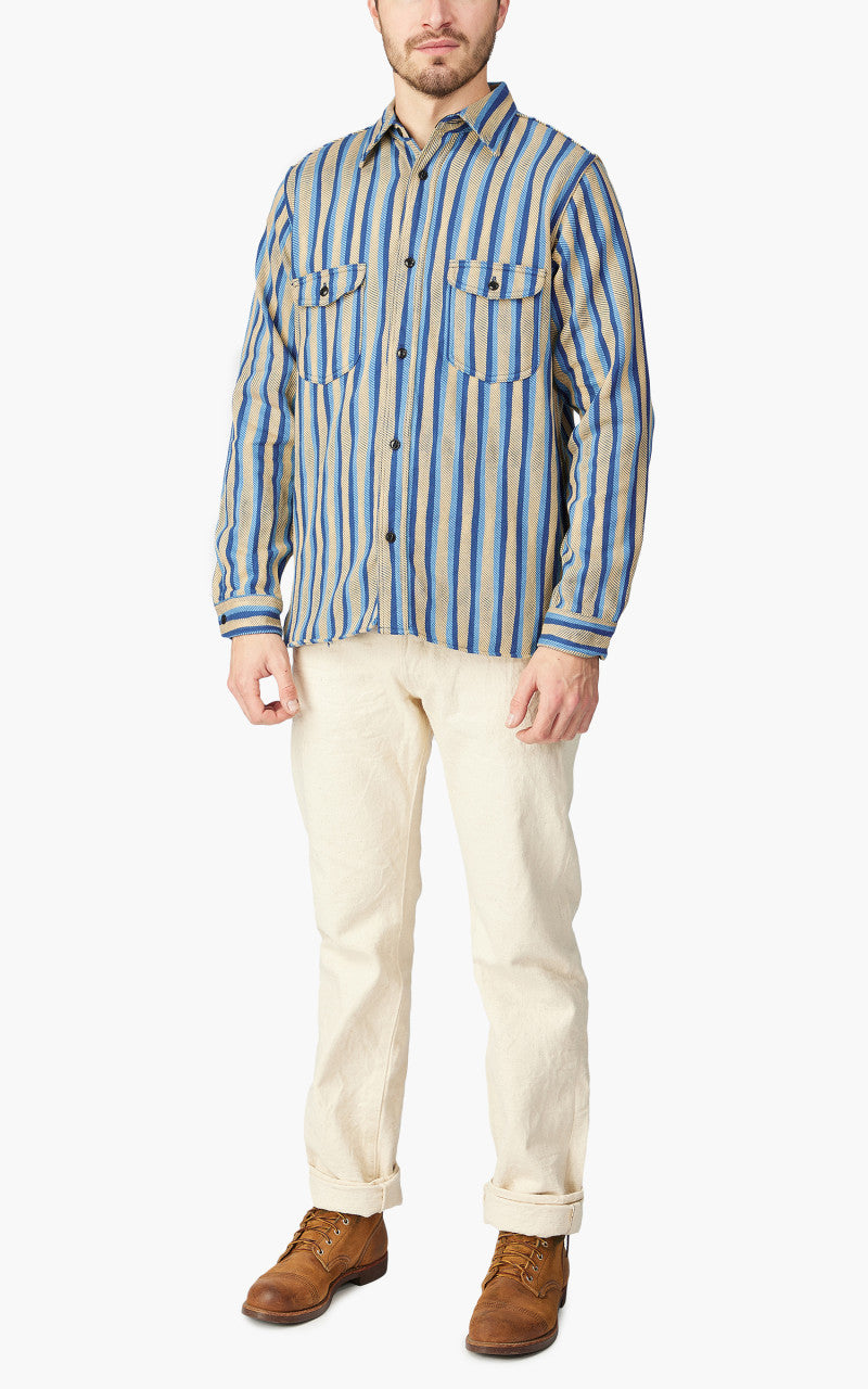 Samurai Jeans SDN23-01 “Drunk Stripe" Flannel Work Shirt Yellow