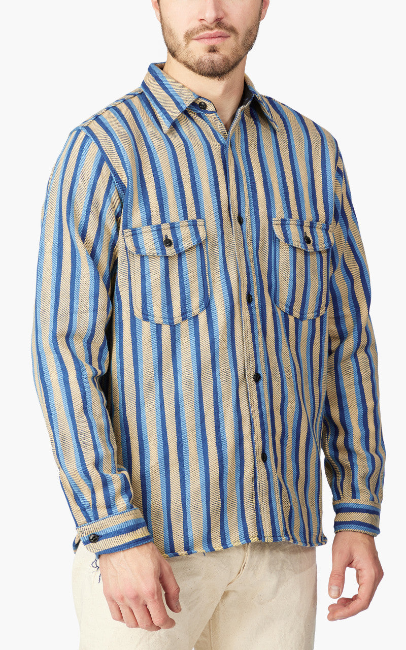 Samurai Jeans SDN23-01 “Drunk Stripe" Flannel Work Shirt Yellow