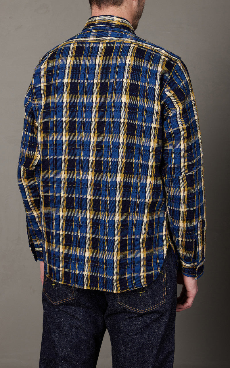 Samurai Jeans SIN23-01W Flannel Shirt Indigo Rope Dyed Blue