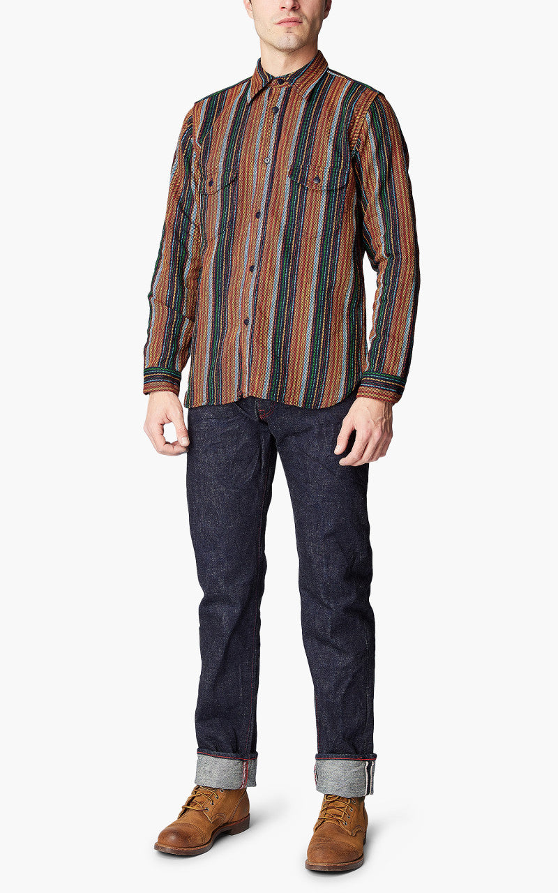 Samurai Jeans SIN23-02W Heavyweight Slubby Flannel Shirt Orange