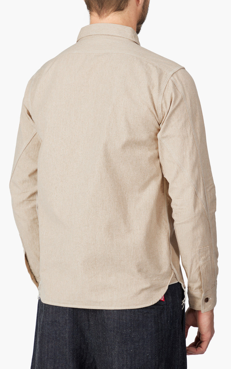 Samurai Jeans SJCBS23 Twisted Heather Selvedge Chambray Shirt Beige