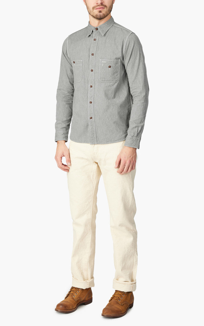 Samurai Jeans SJCBS23 Twisted Heather Selvedge Chambray Shirt Green