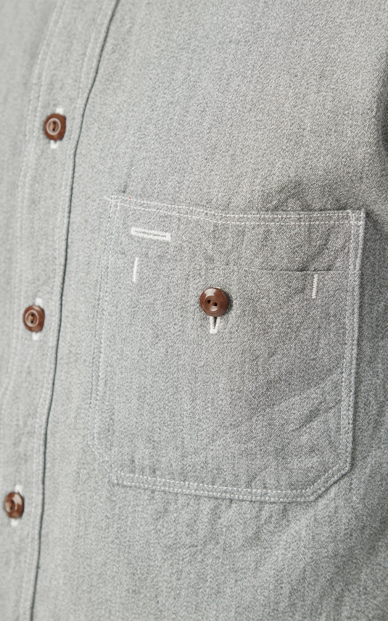 Samurai Jeans SJCBS23 Twisted Heather Selvedge Chambray Shirt Green
