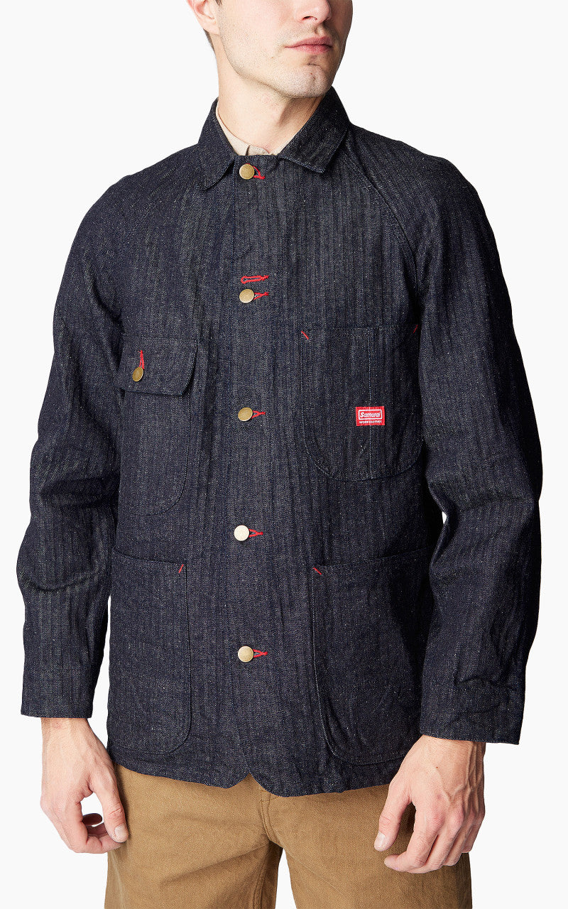 Samurai Jeans SWCCA-HB Chore Jacket Neppy HBT Indigo 13oz