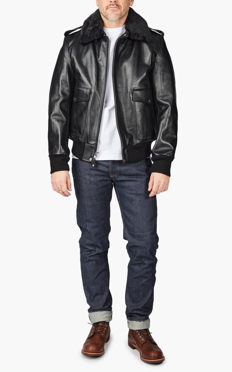 Schott NYC 184SM A-2 Leather Flight Jacket Black