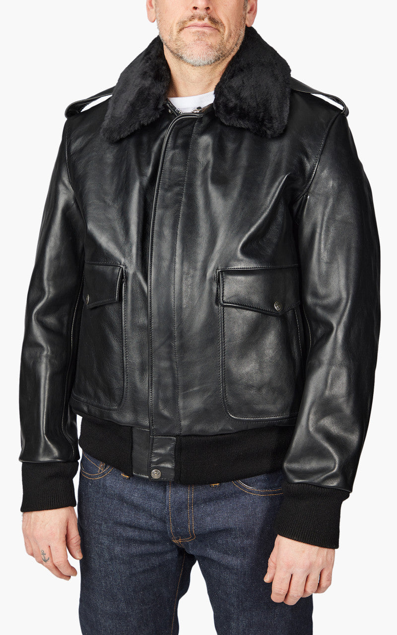 Schott NYC 184SM A-2 Leather Flight Jacket Black