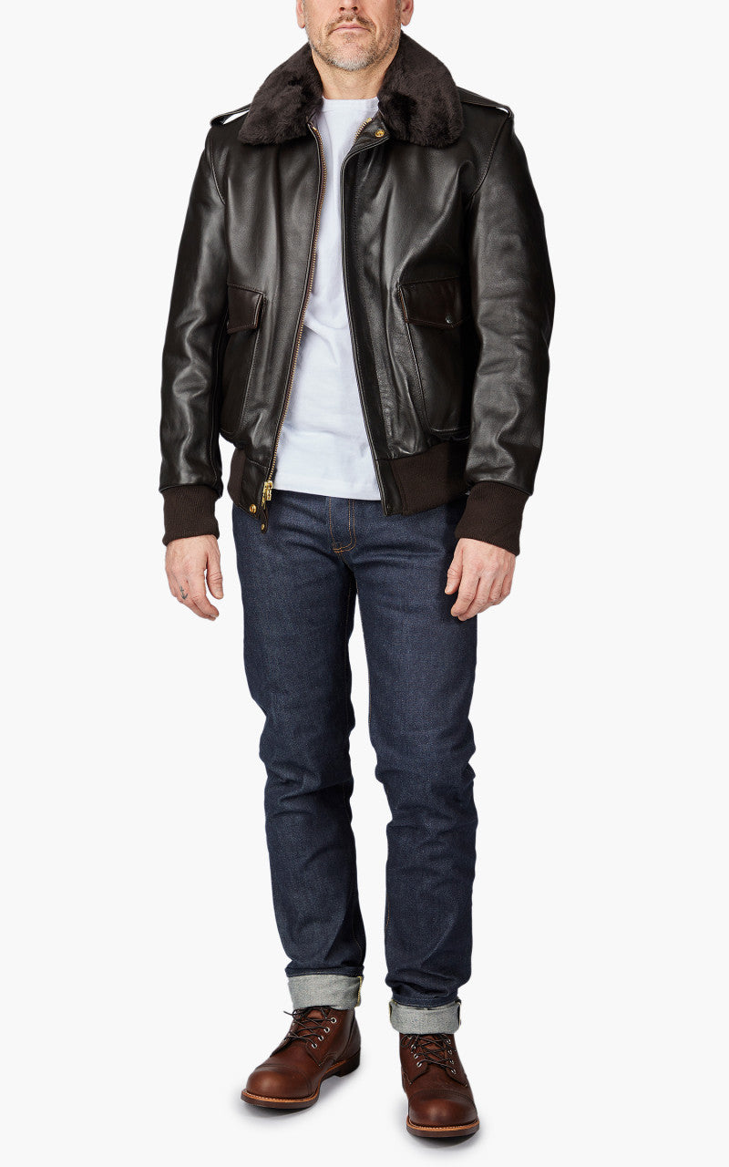 Schott NYC 184SM A-2 Leather Flight Jacket Brown