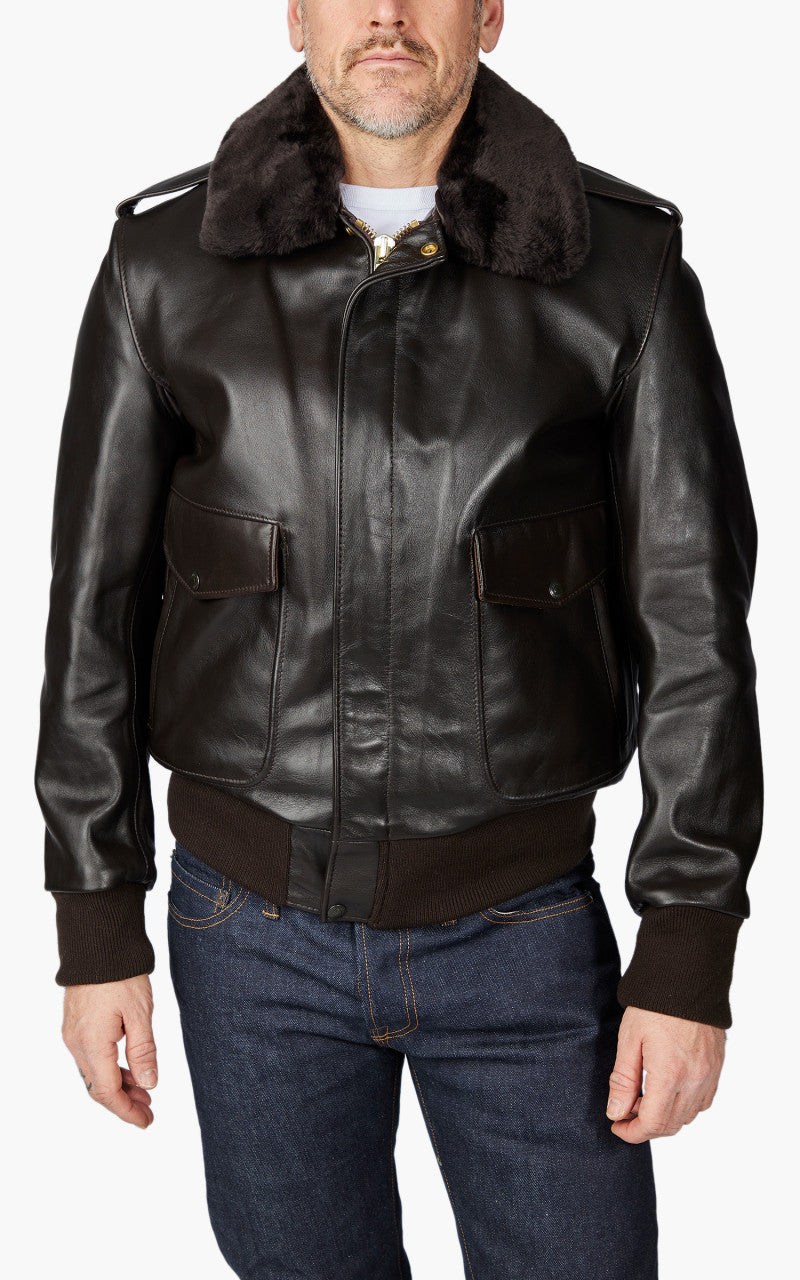 Schott NYC 184SM A-2 Leather Flight Jacket Brown