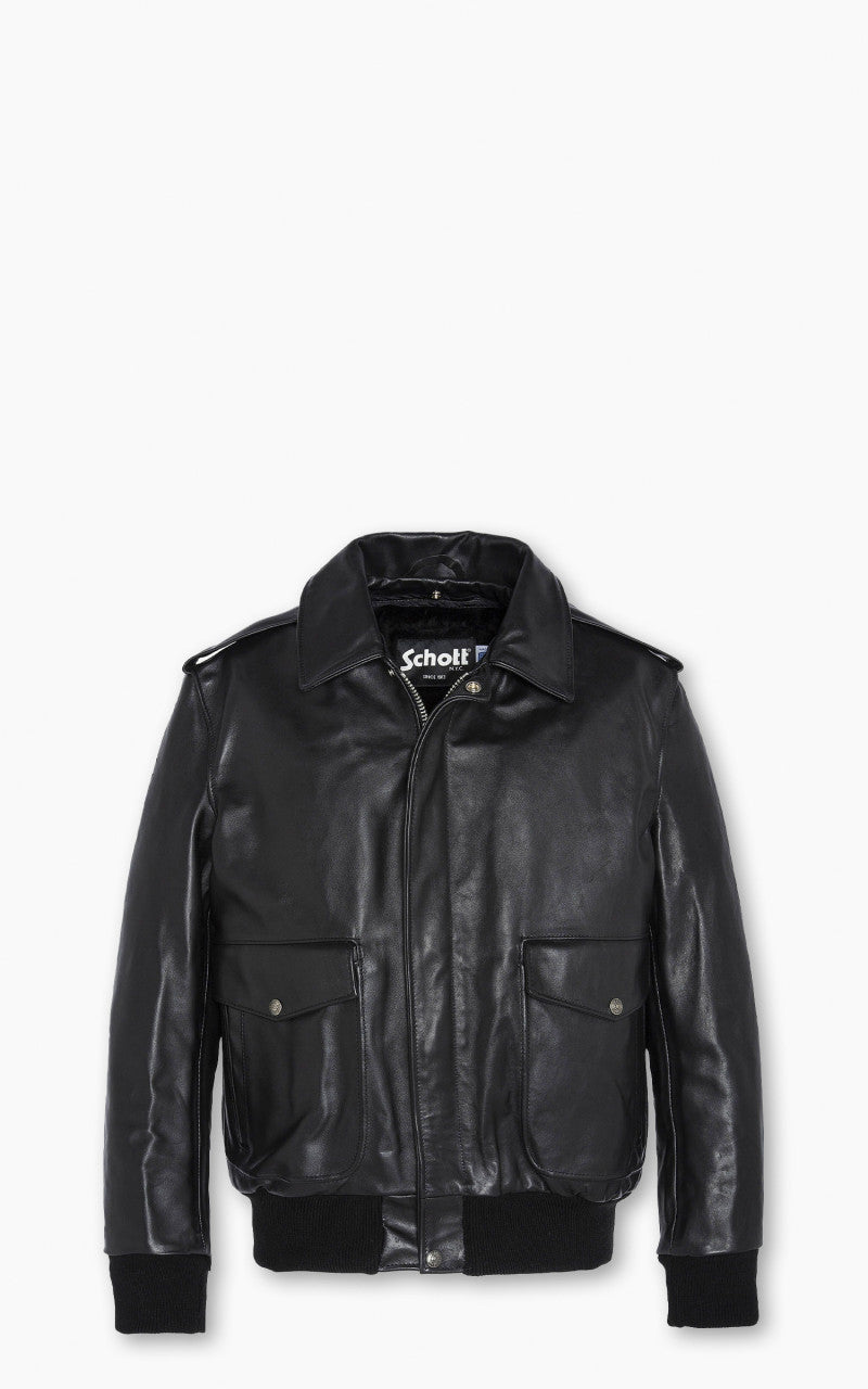 Schott NYC 184SM A-2 Leather Flight Jacket Black