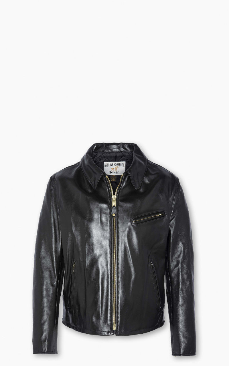 ジャケット・アウター schott leather jacket Schott 689H Men's Classic Horsehide Black Racer Motorcycle Leather