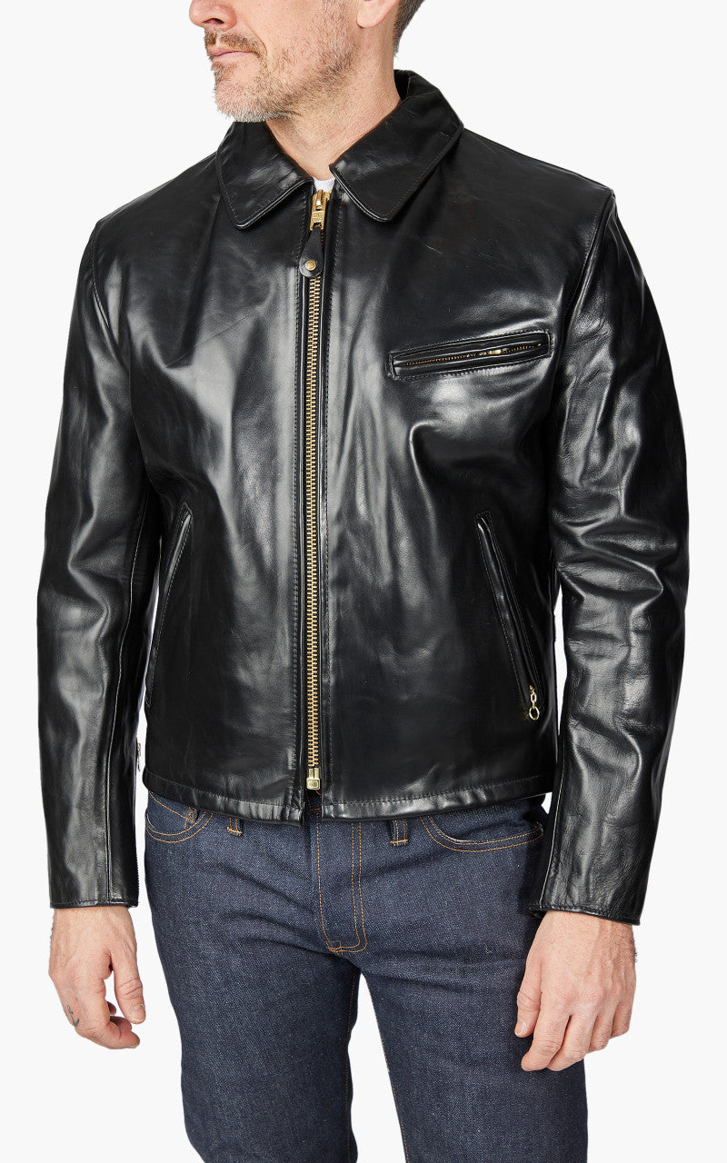 Schott NYC 689H Racer Motorcycle Leather Jacket Black