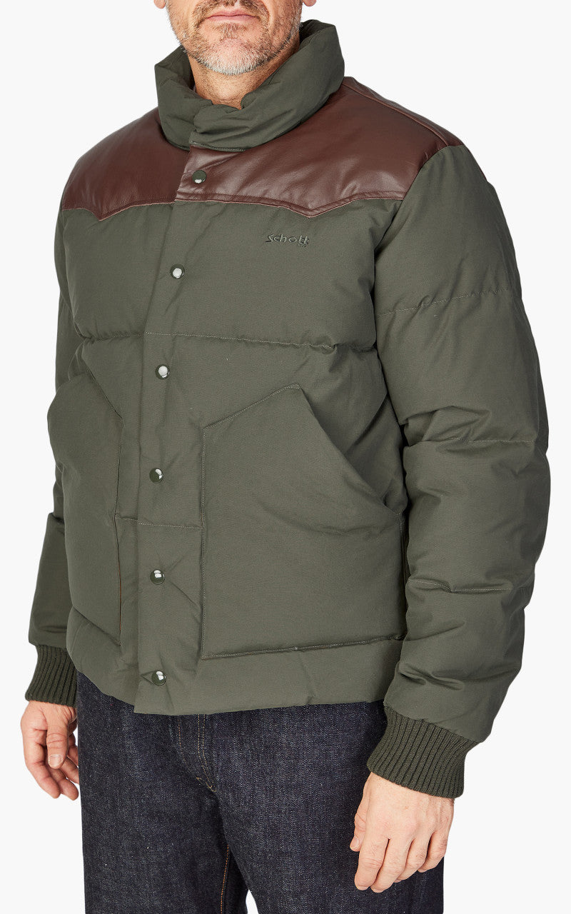 Schott NYC Blackburn Rancher Puffer Jacket Khaki