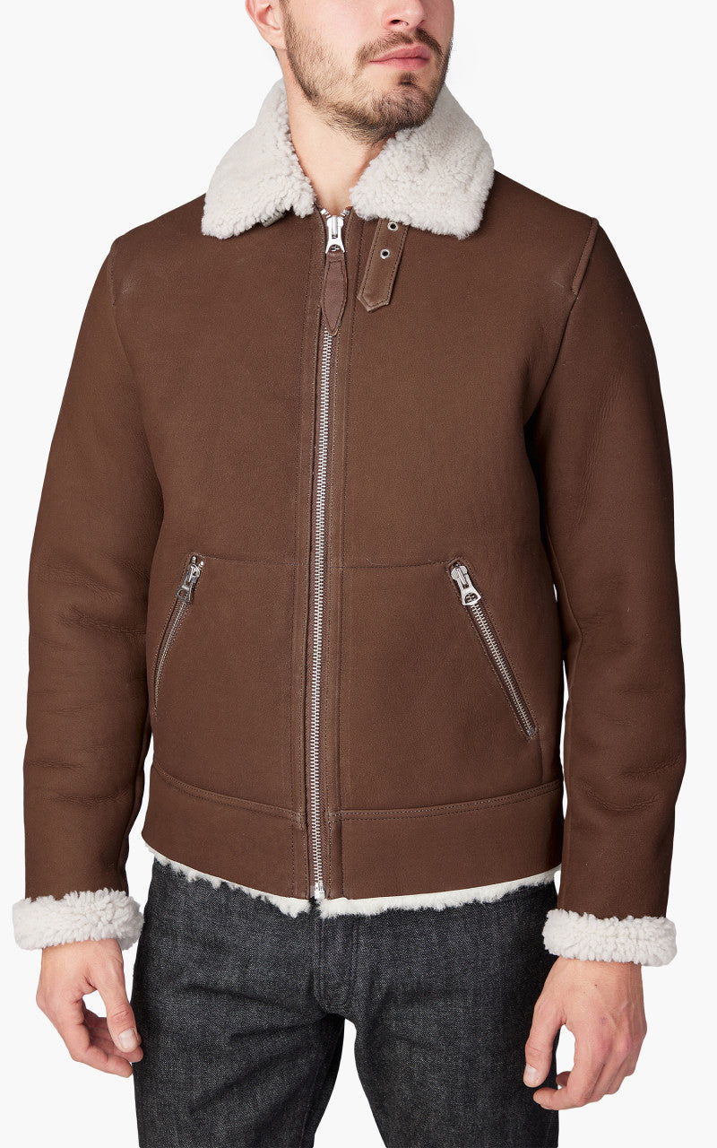 Schott NYC LCB100S Retro Dual Sided Sheepskin Jacket Brown