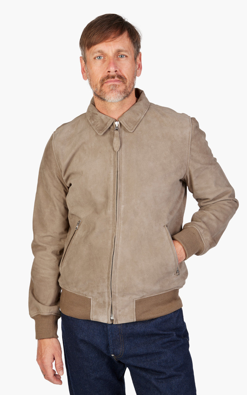 Aliy　schott シープスキンジャケット ベージュ Schott NYC LCYALESS Jacket Suede Dark Beige