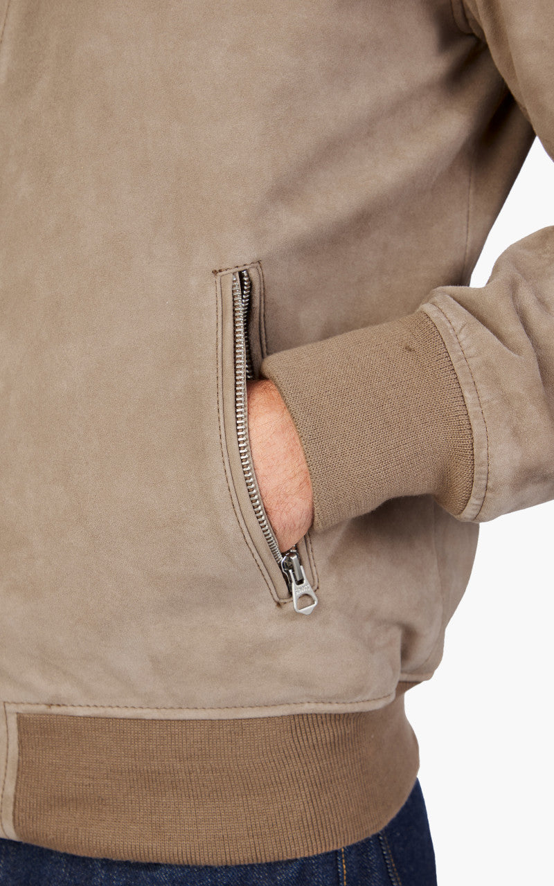 Schott NYC LCYALESS Jacket Suede Dark Beige