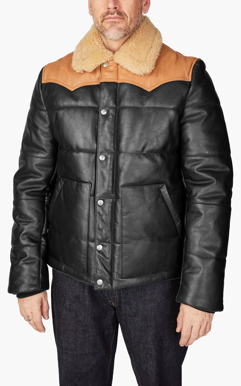 Schott NYC LCDAYTON Rancher Puffer Jacket Black/Cognac