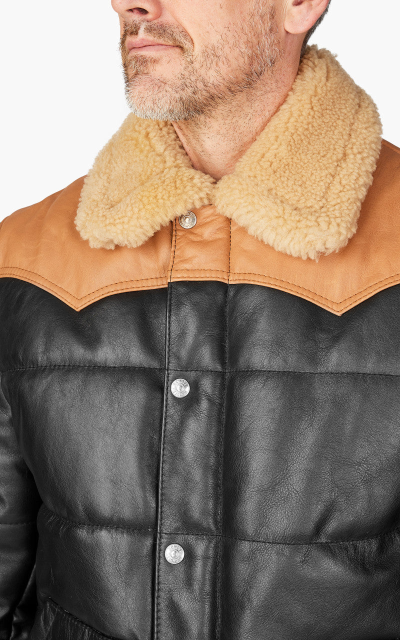 Schott NYC LCDAYTON Rancher Puffer Jacket Black/Cognac