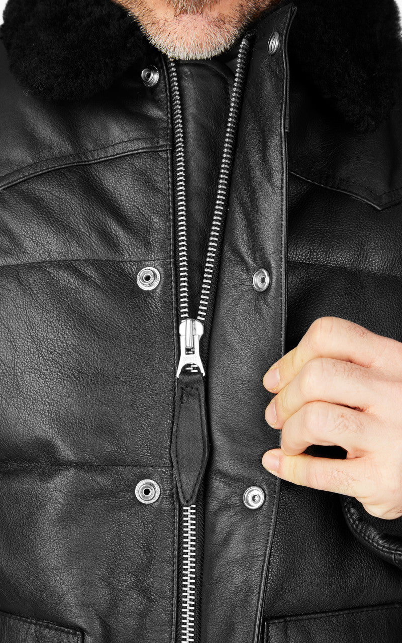 Schott NYC LCDAYTON Rancher Puffer Jacket Black/Black