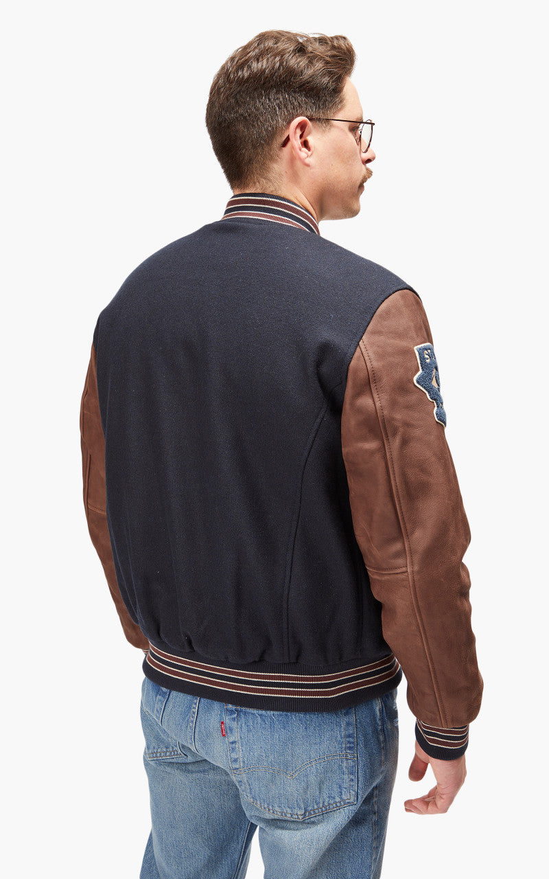 Schott NYC Varsity Jacket LCTEDDYBD2 Navy/Cordovan