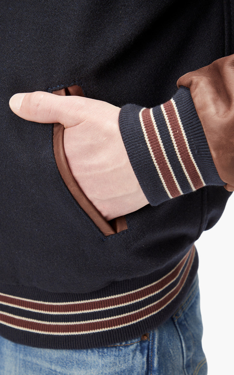 Schott NYC Varsity Jacket LCTEDDYBD2 Navy/Cordovan
