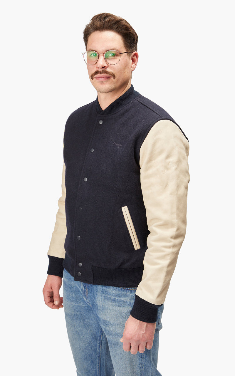 Schott NYC Varsity Jacket LCUSA Navy/Beige