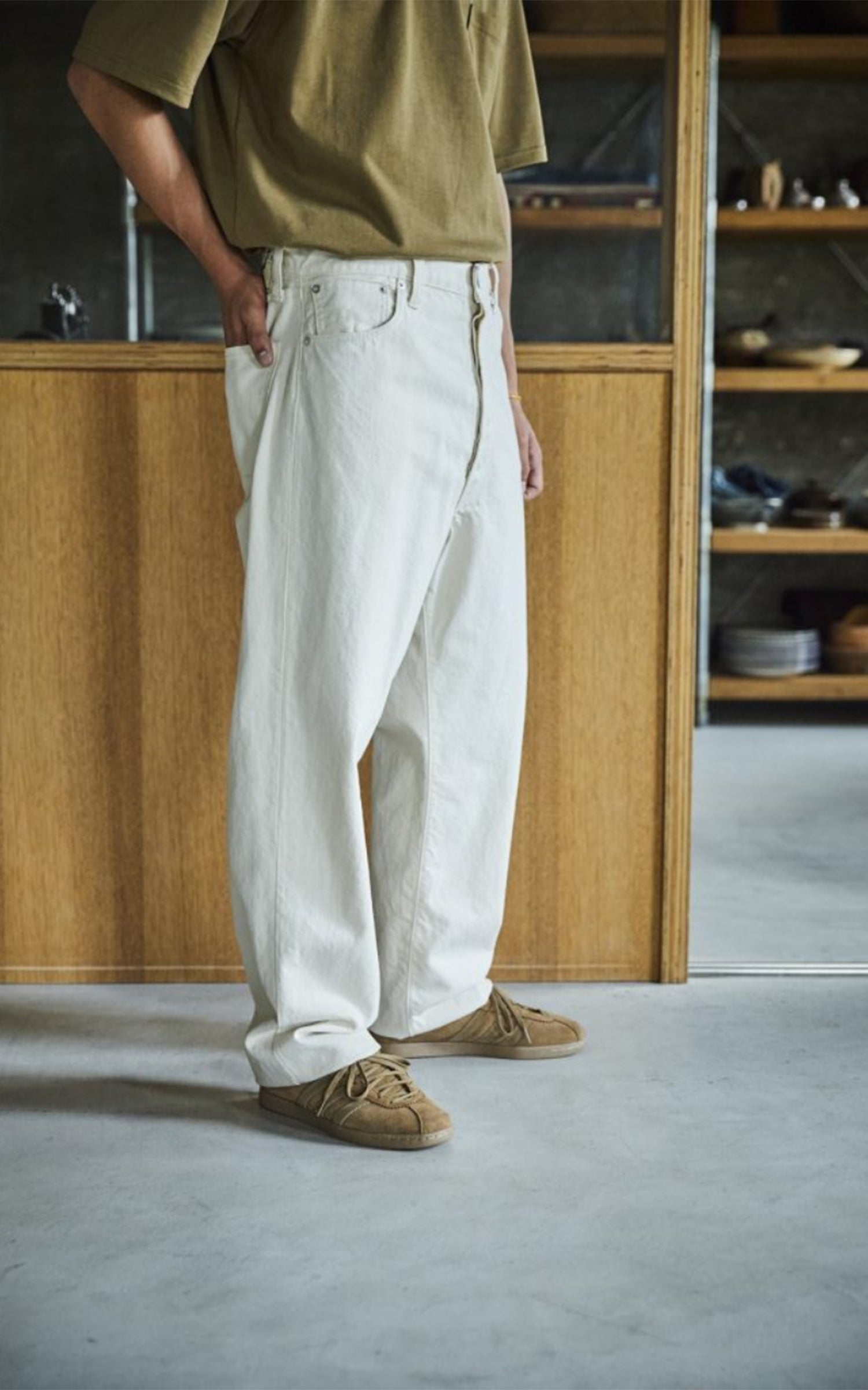 Orslow 101 Grand Dads Fit Denim Pants Ecru One Wash