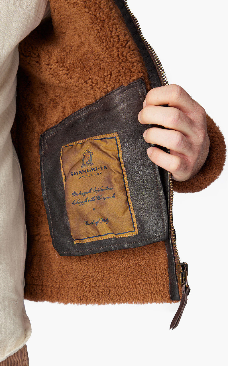 Shangri-La Heritage Aviatore B-3 Shearling Leather Jacket Castagno