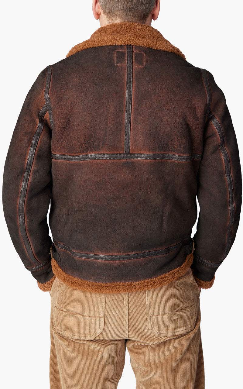 Shangri-La Heritage Aviatore B-3 Shearling Leather Jacket Castagno