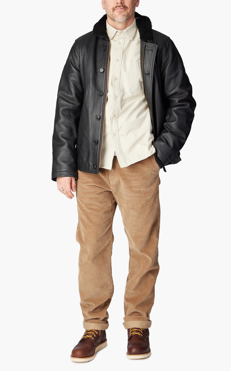 Shangri-La Heritage Deck N-1 Aniline Leather Jacket Black