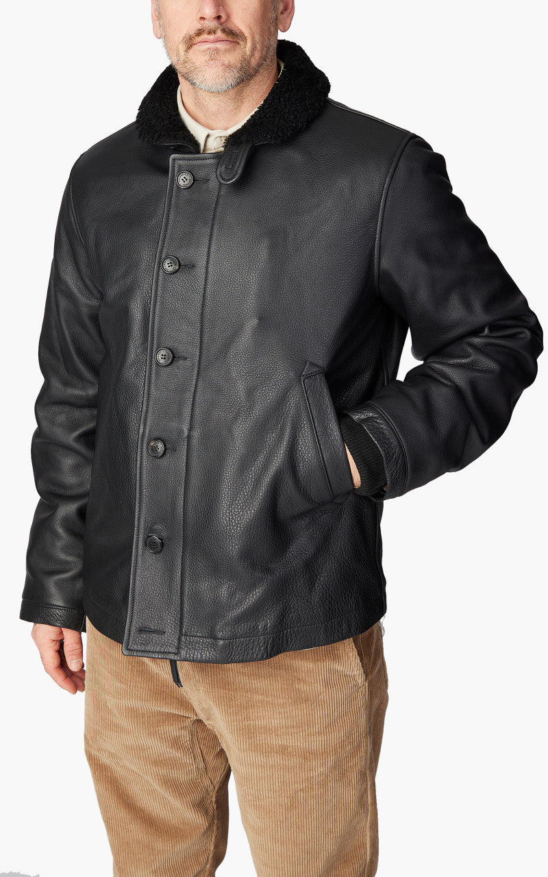 Shangri-La Heritage Deck N-1 Aniline Leather Jacket Black