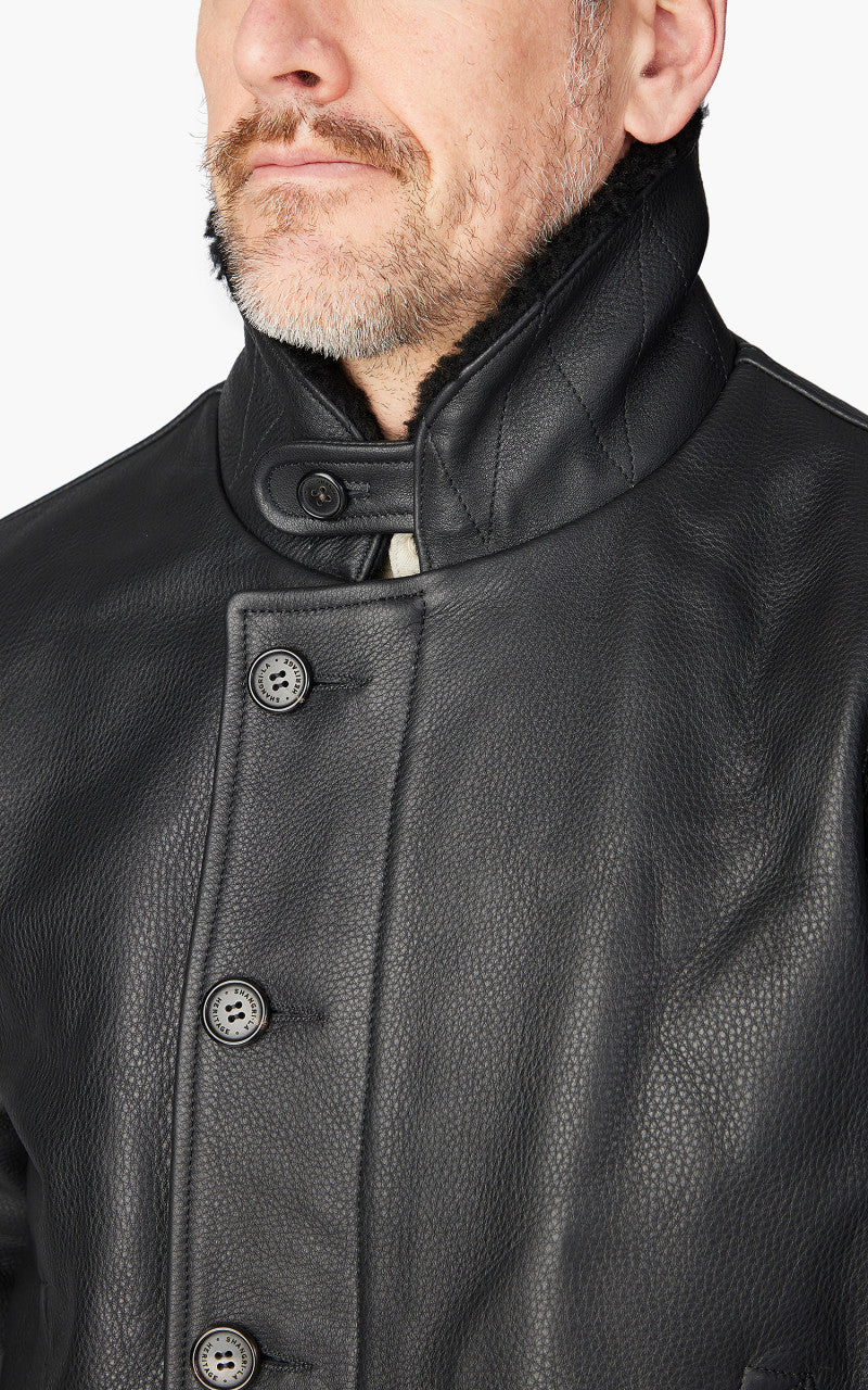 Shangri-La Heritage Deck N-1 Aniline Leather Jacket Black