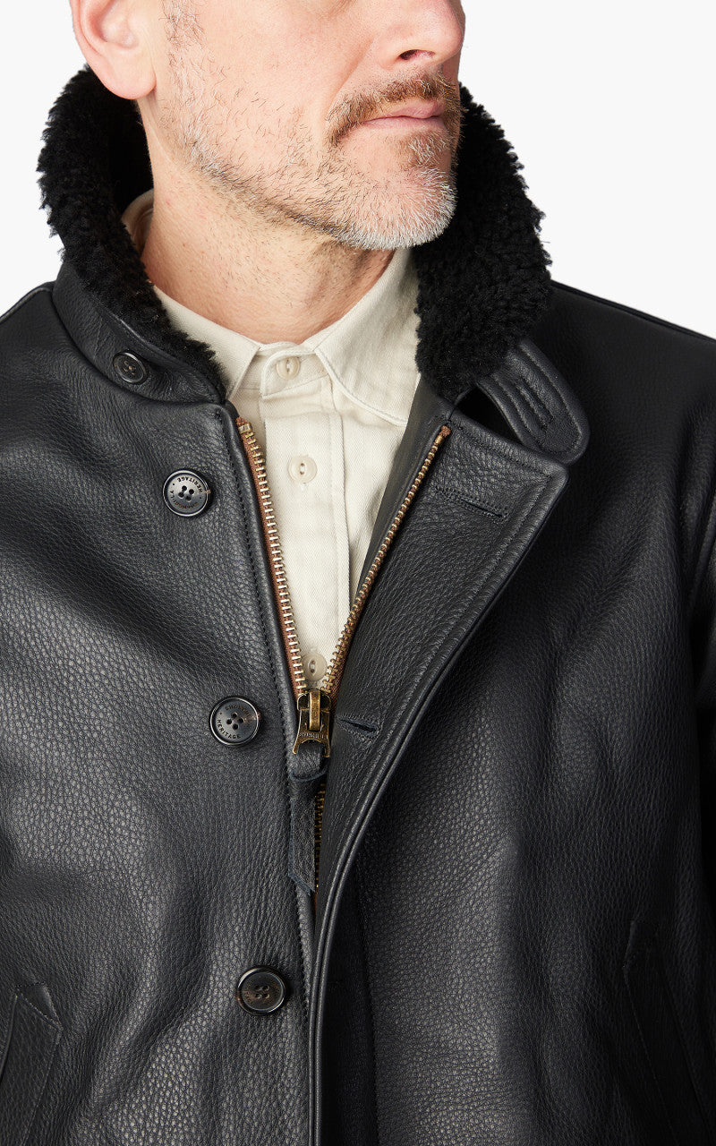 Shangri-La Heritage Deck N-1 Aniline Leather Jacket Black