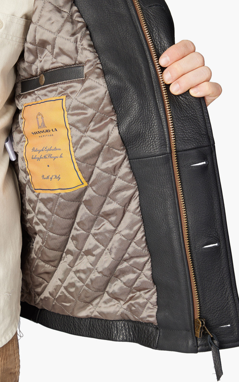 Shangri-La Heritage Deck N-1 Aniline Leather Jacket Black