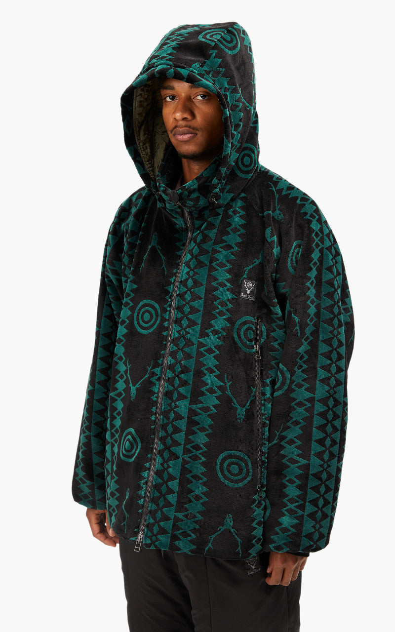 South2 West8 Weather Effect Jacket Velvet Jq. Skull & Target Black/Green